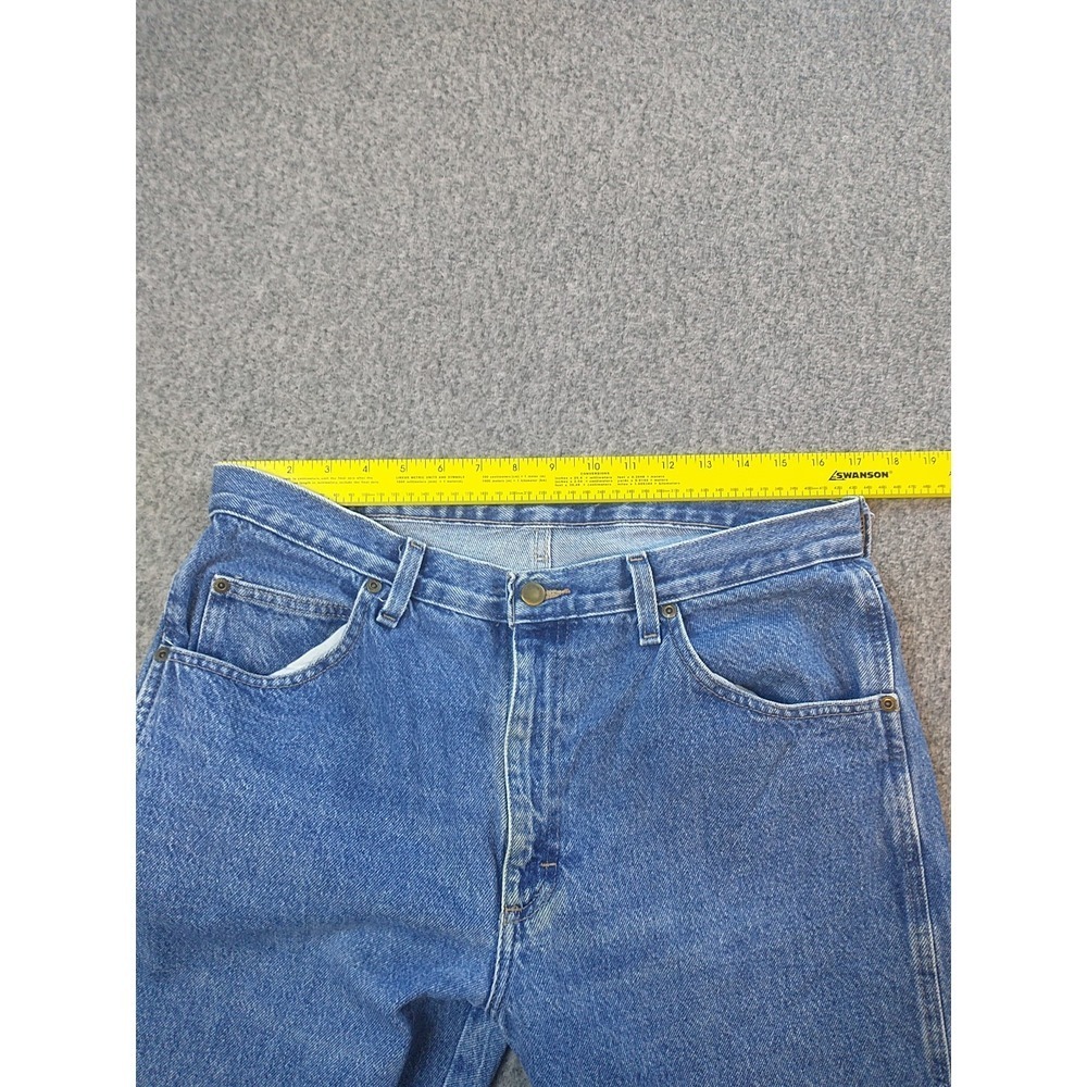 Wrangler 96501DS Mens Blue Denim Straight Leg Regular Fit Jeans 34x29 Distressed - Picture 12 of 16